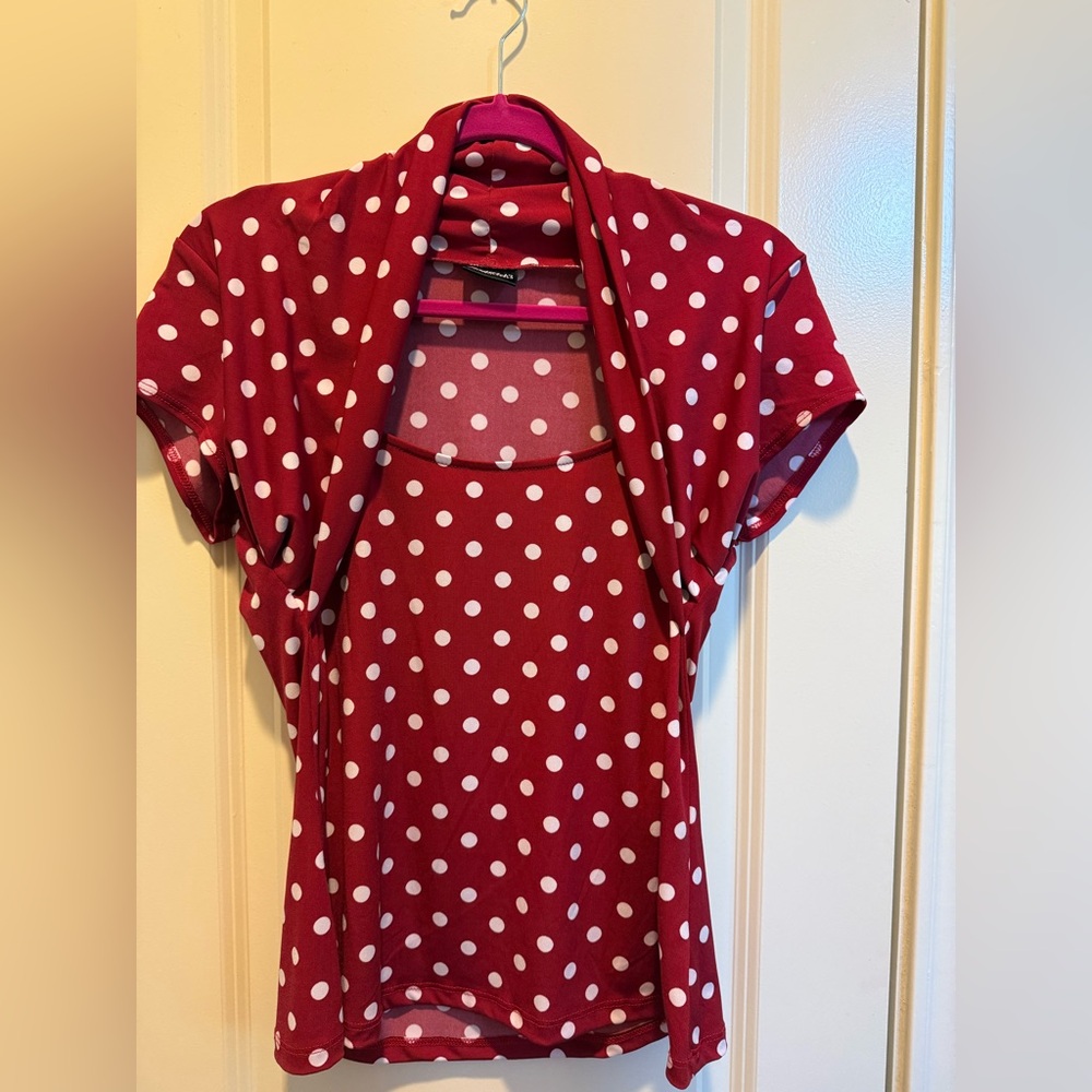 Frederick's of Hollywood Red and White Polka Dot Top